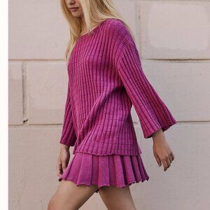 NEW Free People Kenzie Sweater Knit Set Small/Medium Cactus Rose Pink